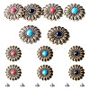 6Pcs 3 Colors Chrysanthemum Alloy with Resin Decorative Rivets BUTT-TA0001-30-2
