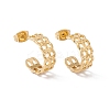 Ion Plating(IP) 304 Stainless Steel Curb Chains Wrap Stud Earrings EJEW-G314-03B-G-1