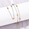 304 Stainless Steel 3MM Round Bead Cable Chain Necklaces for Women NJEW-G177-03A-GP-2