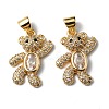 Rack Plating Brass Micro Pave Cubic Zirconia Pendants KK-P235-05G-3