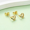 Brass Micro Pave Cubic Zirconia Heart Stud Earrings EJEW-K267-27G-1