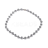 Synthetic Hematite & Brass Column Beaded Necklace with Magnetic Clasps NJEW-G047-01A-1