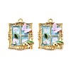304 Stainless Steel Enamel & Rhinestone Pendants STAS-B084-02G-02-1