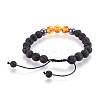 Natural Lava Rock and Non-Magnetic Synthetic Hematite Beads Braided Bead Bracelets BJEW-JB03975-06-3