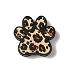 Paw Print with Leopard Print Pattern Silicone Focal Beads SIL-G011-01B-1