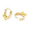 Star Cubic Zirconia Hoop Earrings with Flat Round Drop EJEW-P196-19G-07-2
