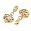 Brass Pave Clear Cubic Zirconia Heart Pendants KK-C132-27G-2