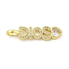 Word DIOS Rack Plating Brass Micro Pave Clear Cubic Zirconia Pendants X-KK-Z053-11G-02-1