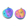 Rack Plating Rainbow Color 304 Stainless Steel Pendants Rhinestone Settings STAS-S119-121-2