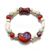 Handmade Porcelain Beads & Synthetic Howlite Beads Stretch Bracelets for Women BJEW-D307-01A-2
