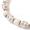 Halloween Dyed Synthetic Turquoise Skull & Round Beaded Stretch Bracelets for Men Women BJEW-JB12255-01-3