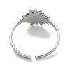 304 Stainless Steel Synthetic Turquoise Cuff Rings G-Z056-01P-03-3