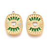 304 Stainless Steel Pave Crystal Rhinestone and Enamel Pendants STAS-T068-29B-1