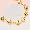 304 Stainless Steel Heart Link Chain Necklaces for Women NJEW-G178-02G-02-3