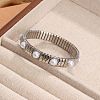 304 Stainless Steel & Plastic Pearl Beads Stretch Bangles for Women WG0AFE3-01-2