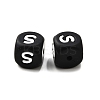 20Pcs Black Cube Letter Silicone Beads 12x12x12mm Square Dice Alphabet Beads with 2mm Hole Spacer Loose Letter Beads for Bracelet Necklace Jewelry Making JX433S-2