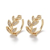 Brass Micro Pave Clear Cubic Zirconia Cuff Earrings EJEW-I249-11G-3