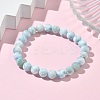 Round Natural Hemimorphite Beaded Stretch Bracelets for Men Women BJEW-B136-01B-2