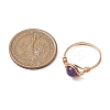 Round Natural Amethyst/Green Aventurine/Carnelian/Rose Quartz/Tiger Eye/Lapis Lazuli Braided Finger Ring RJEW-JR00743-02-4
