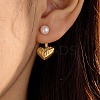 304 Stainless Steel Shell Pearl Stud Earrings EJEW-Q019-01G-2
