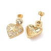 Clear Cubic Zirconia Heart with Star Dangle Stud Earrings EJEW-P224-10G-2