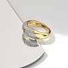 Brass Micro Pave Clear Cubic Zirconia Cuff Finger Rings for Women RJEW-B112-06GP-3