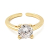Brass Micro Pave Cubic Zirconia Cuff Open Rings for Women RJEW-B160-04G-4