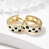 Tartan Pattern Enamel Chunky Hinged Huggie Hoop Earrings for Women EJEW-P196-22G-01-4