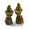 Natural Unakite Carved Healing Cat with Witch Hat Figurines DJEW-D012-07H-2