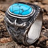 304 Stainless Steel and Synthetic Turquoise Finger Rings for Men FS-WGEFF67-05-1