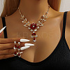 Flower Alloy Rhinestone Pendant Necklaces & Teardrop Stud Dangle Earrings Sets FS-WG19EE6-02-1