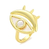 Rack Plating Eye Natural Shell Finger Rings for Women RJEW-G330-70G-1