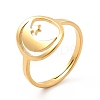 Ion Plating(IP) 201 Stainless Steel Moon & Star Adjustable Ring for Women RJEW-F131-07G-1