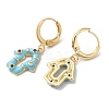 Hamsa Hand Real 18K Gold Plated Brass Dangle Hoop Earrings EJEW-L268-040G-02-2