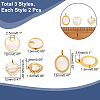 6Pcs 3 Styles Shell Pendants STAS-CA0001-49-2