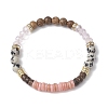 Round Natural Dalmatian Jasper & Glass & Wooden Beaded Stretch Bracelets for Women BJEW-JB10845-3