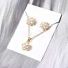 Flower Brass Micro Pave Clear Cubic Zirconia Stud Earrings & Pendant Necklaces Sets SJEW-Z002-04G-1