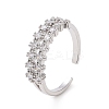 Clear Cubic Zirconia Open Cuff Ring RJEW-E072-10P-1