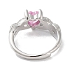 Rack Plating Brass Micro Pave Cubic Zirconia Adjustable Rings RJEW-D025-14P-02-3