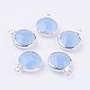 Silver Color Plated Brass Glass Flat Round Charms GLAA-M003-A-18S-1