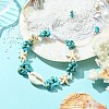 Synthetic Turquoise Starfish & Natural Shell Braided Bead Bracelets BJEW-TA00371-2