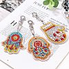 Acrylic Diamond Painting Hamsa Hand Pendant Keychain Kits PW-WG42451-01-2