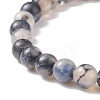 Natural Agate Round Beaded Stretch Bracelet BJEW-JB08614-03-4
