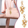 Flower Brass & ABS Plastic Imitation Pearl Pendant Decoration HJEW-PH02010-5