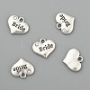 Wedding Theme Antique Silver Tone Tibetan Style Heart with Bride Rhinestone Charms TIBEP-N005-12E-2