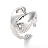 Rack Plating Brass with Clear Cubic Zirconia Open Cuff Rings RJEW-M158-06P-1