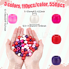 550Pcs 5 Colors Wood European Beads WOOD-GA0001-94-2