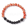 Synthetic Imperial Jasper & Turquoise & Painted Glass Beaded Stretch Bracelet for Women Men BJEW-JB12500-02-2