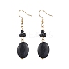 Synthetic Goldstone Oval Dangle Earrings EJEW-JE06601-02-2