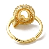 Rack Plating Letter Brass Micro Pave Clear Cubic Zirconia Adjustable Rings for Women KK-S391-03G-Q-3